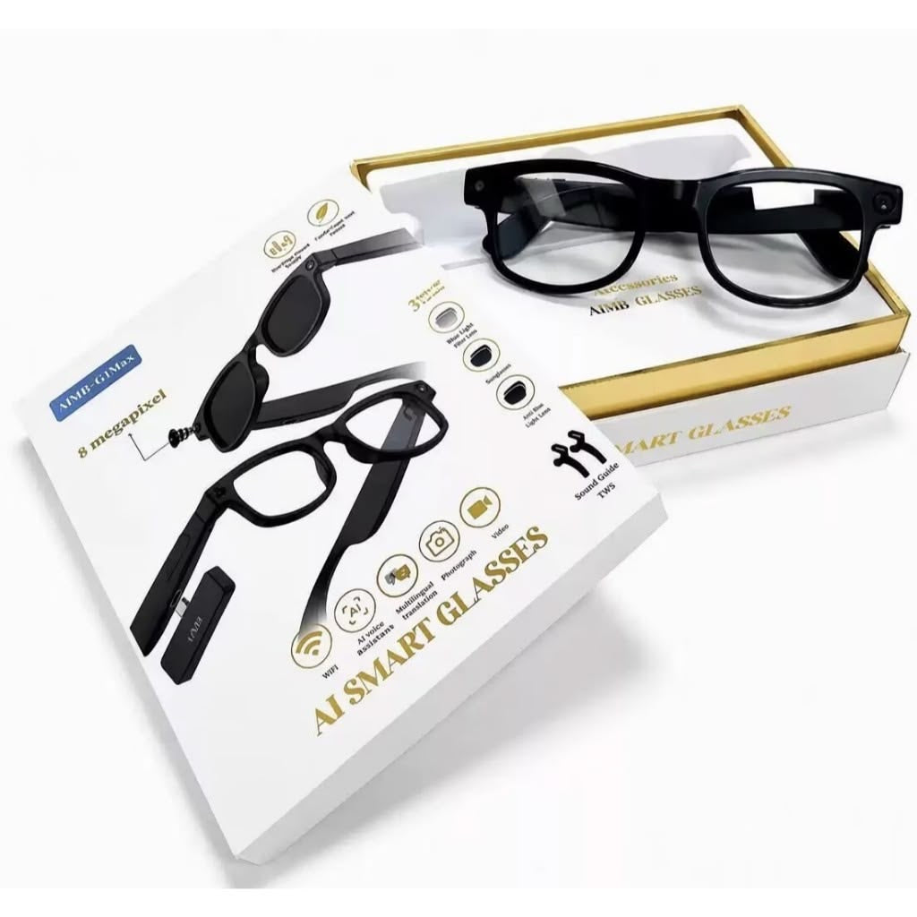 AI Smart Glasses – 8MP Camera, Voice Assistant, Translation & Bluetooth Audio