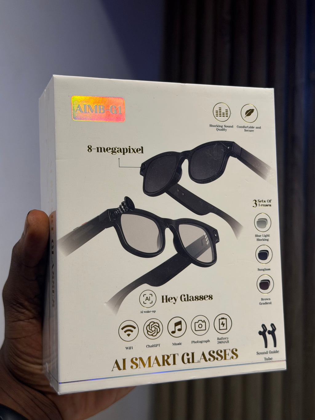 AI Smart Glasses – 8MP Camera, Voice Assistant, Translation & Bluetooth Audio