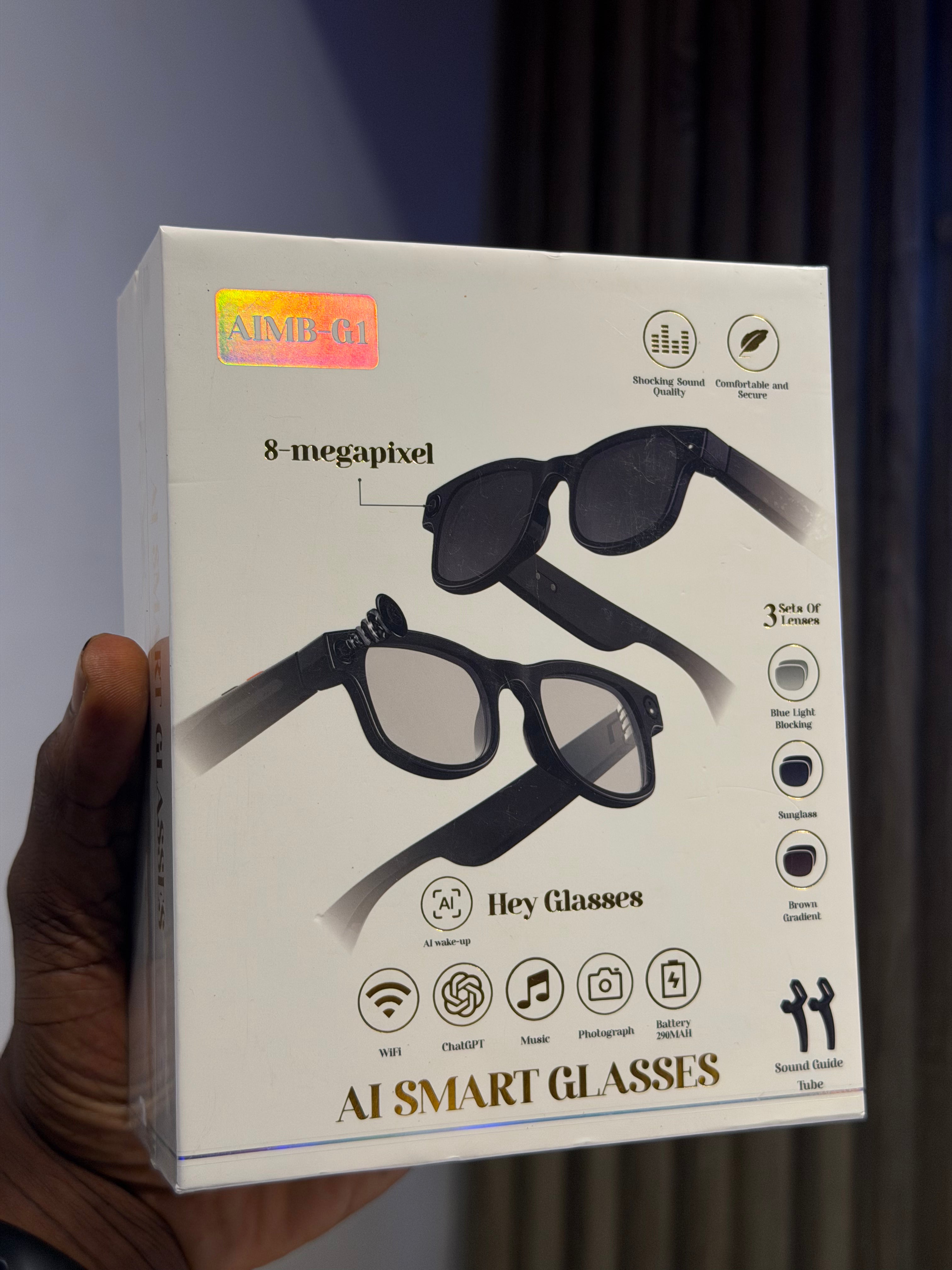 AI Smart Glasses – 8MP Camera, Voice Assistant, Translation & Bluetooth Audio